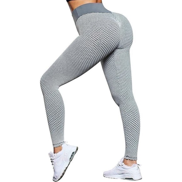 Womens Leggings Scrunch Butt Lifting TikTok Butt Shaping Leggings Grey Small y2k - Picture 14 of 14
